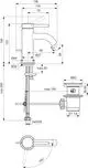 Ein Diagramm einer Armatur von Ideal Standard mit technischen Zeichnungen, Maßen und Anschlüssen für die Installation. Zeigt die Sichtansicht, Seitenansicht und Details der Bedienung.